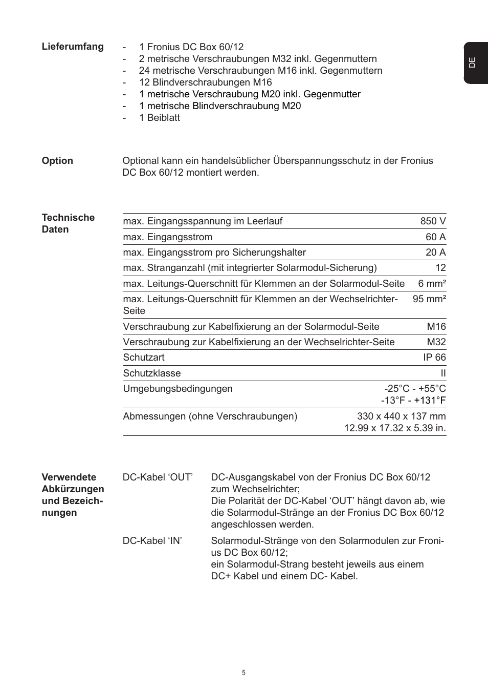 Fronius DC Box 60/12 User Manual | Page 9 / 135