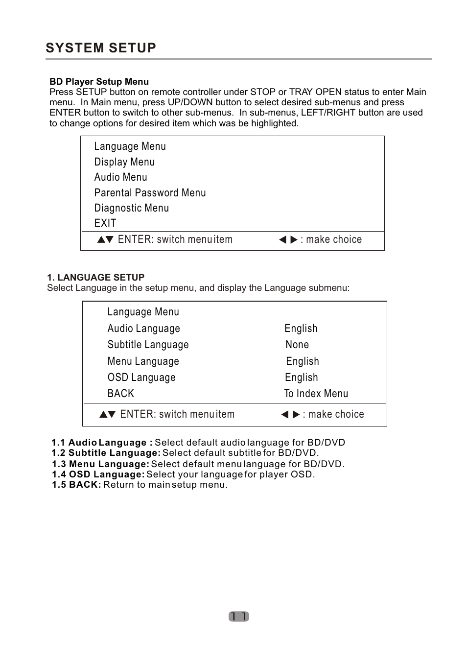 Т³гж 12, System setup | Curtis DVD1100 User Manual | Page 12 / 20