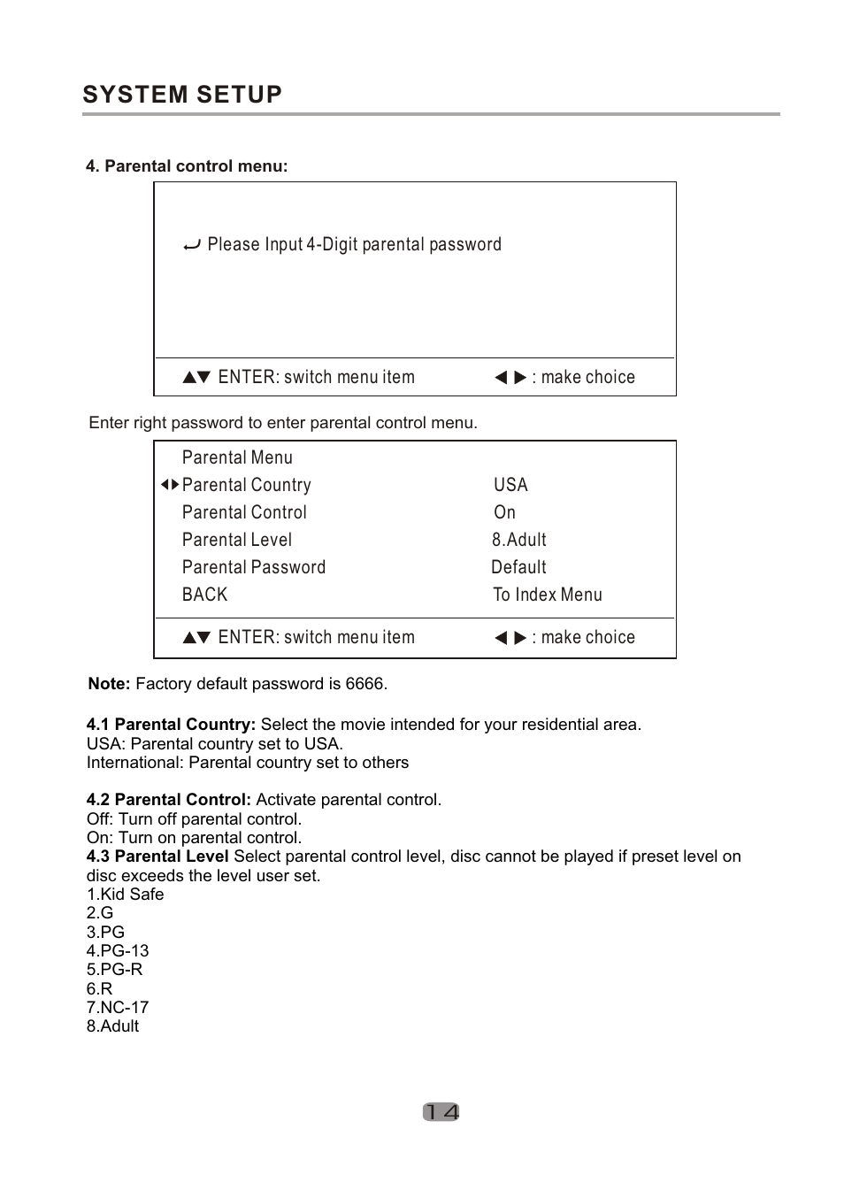 Т³гж 15, System setup | Curtis DVD1100 User Manual | Page 15 / 20