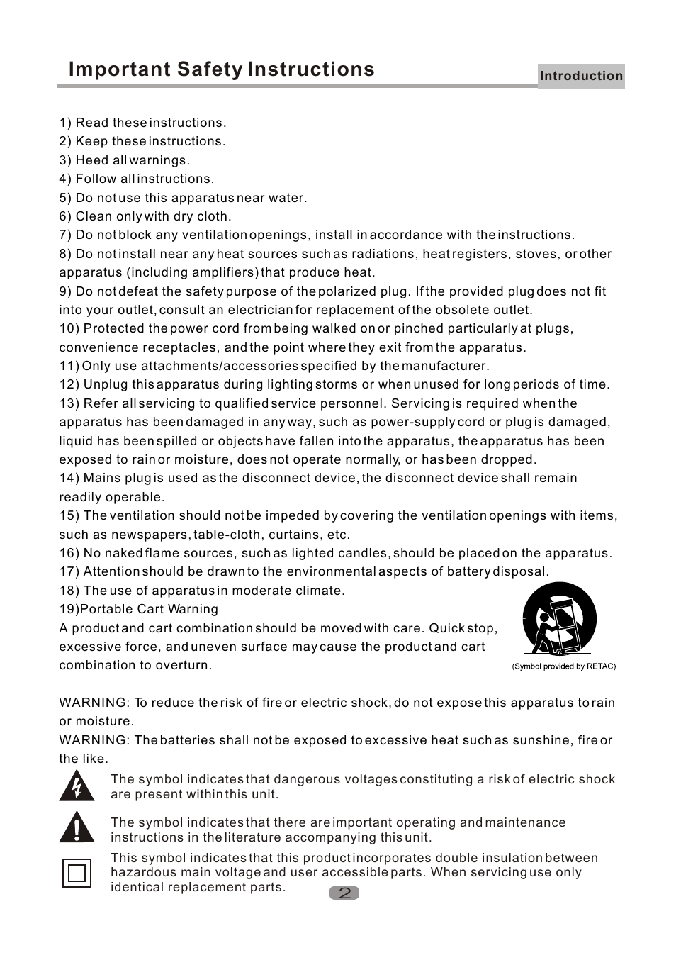 Т³гж 3, Important safety instructions | Curtis DVD1100 User Manual | Page 3 / 20