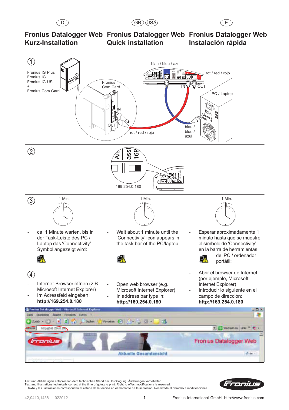 Fronius Datalogger Web Quick Start User Manual | 8 pages