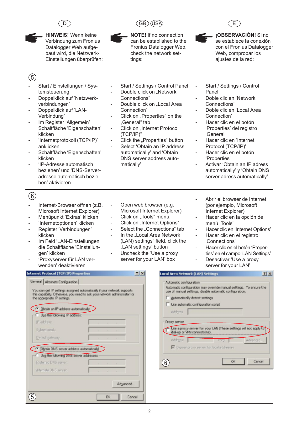 Fronius Datalogger Web Quick Start User Manual | Page 2 / 8