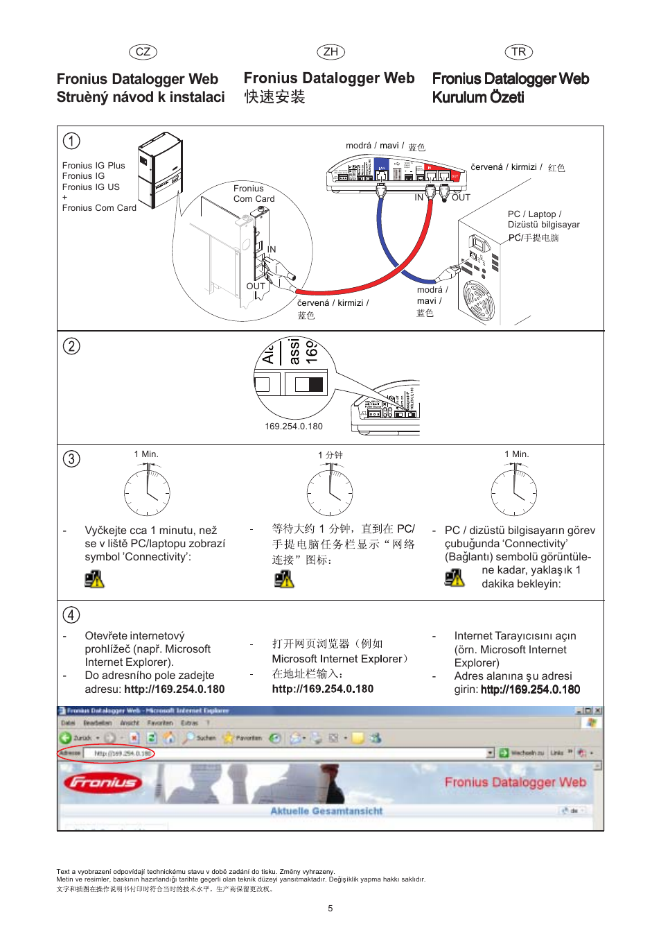 Fronius datalogger web struèný návod k instalaci, Fronius datalogger w | Fronius Datalogger Web Quick Start User Manual | Page 5 / 8