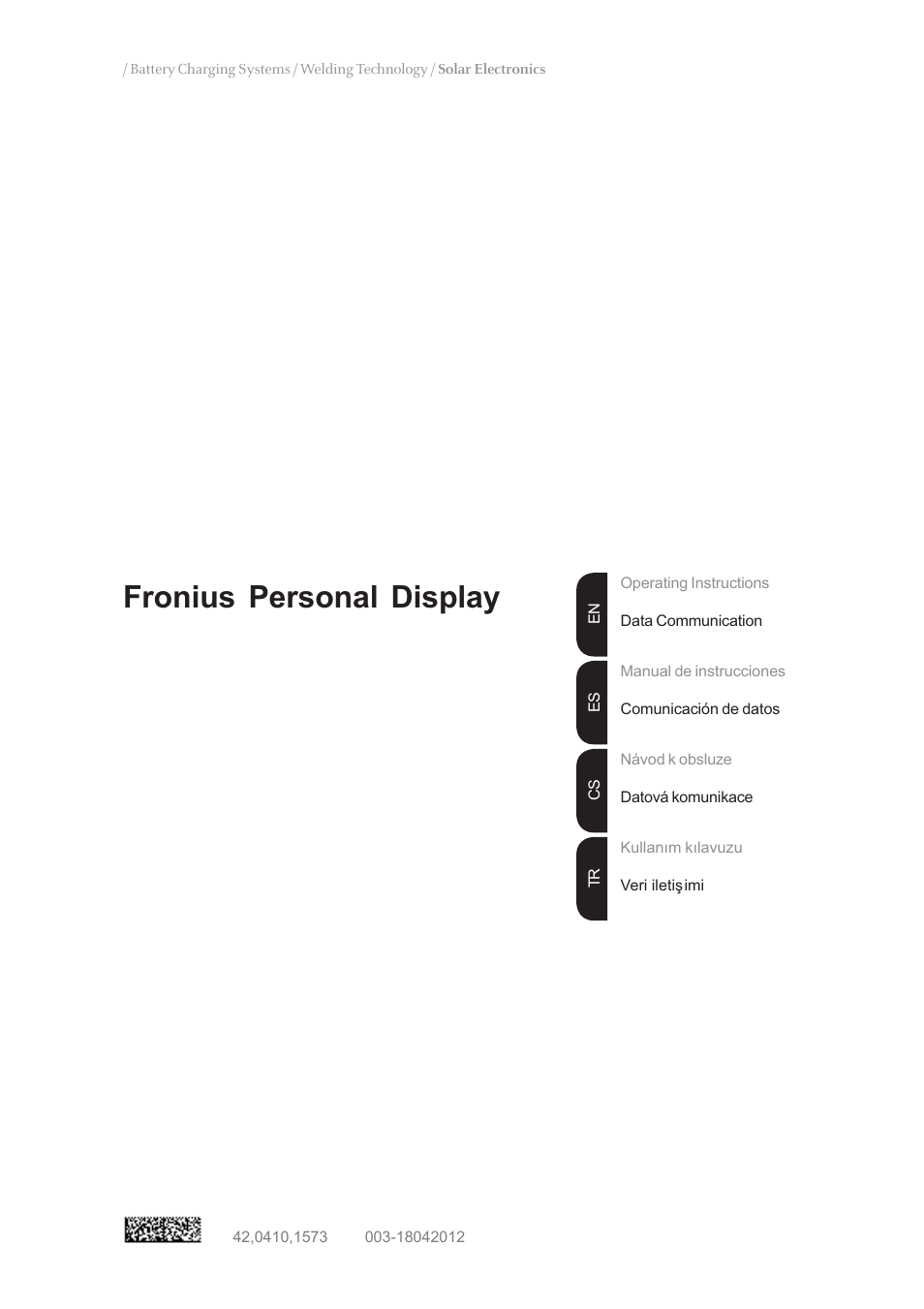 Fronius Personal Display User Manual | 100 pages