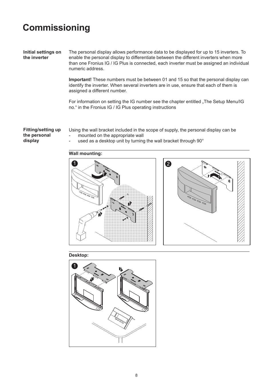 Commissioning | Fronius Personal Display User Manual | Page 12 / 100