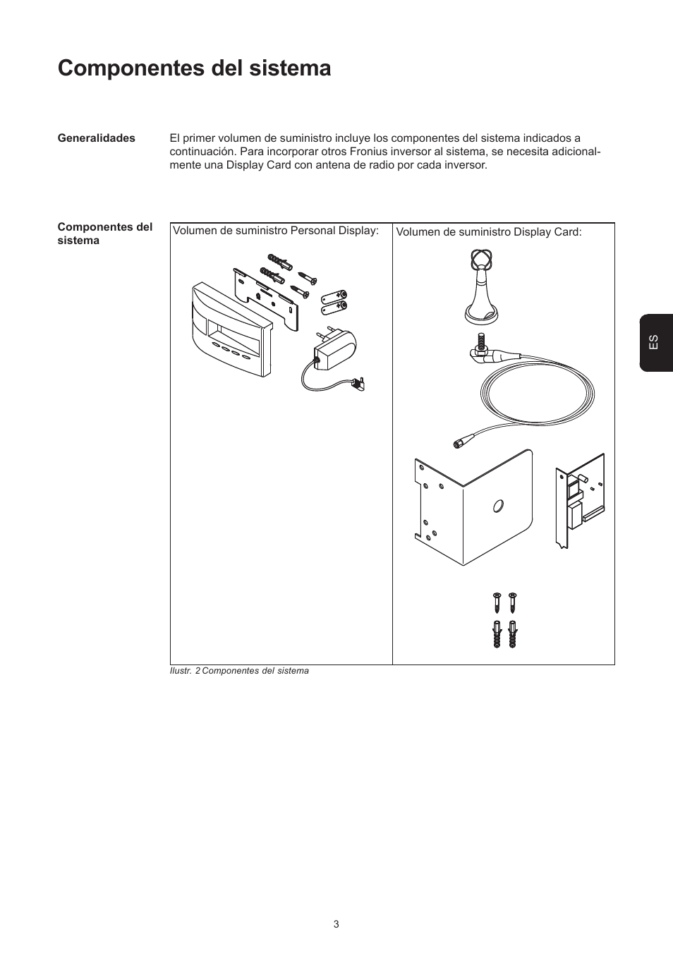 Componentes del sistema | Fronius Personal Display User Manual | Page 31 / 100