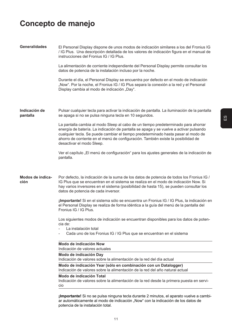 Concepto de manejo | Fronius Personal Display User Manual | Page 39 / 100