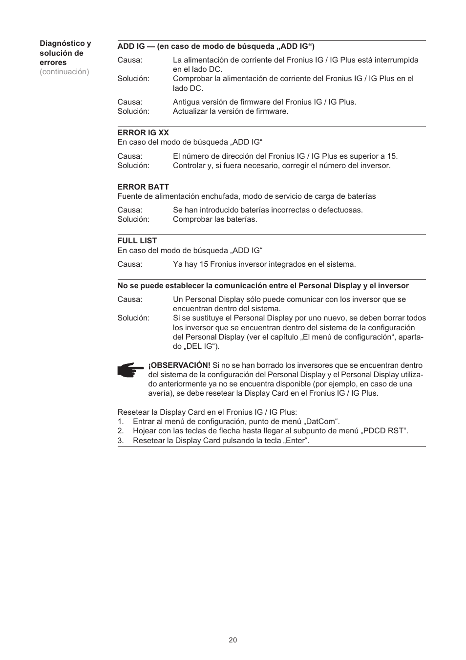 Fronius Personal Display User Manual | Page 48 / 100