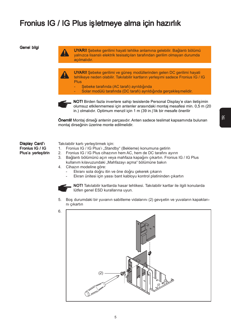 Fronius ig / ig plus iþletmeye alma için hazýrlýk | Fronius Personal Display User Manual | Page 81 / 100