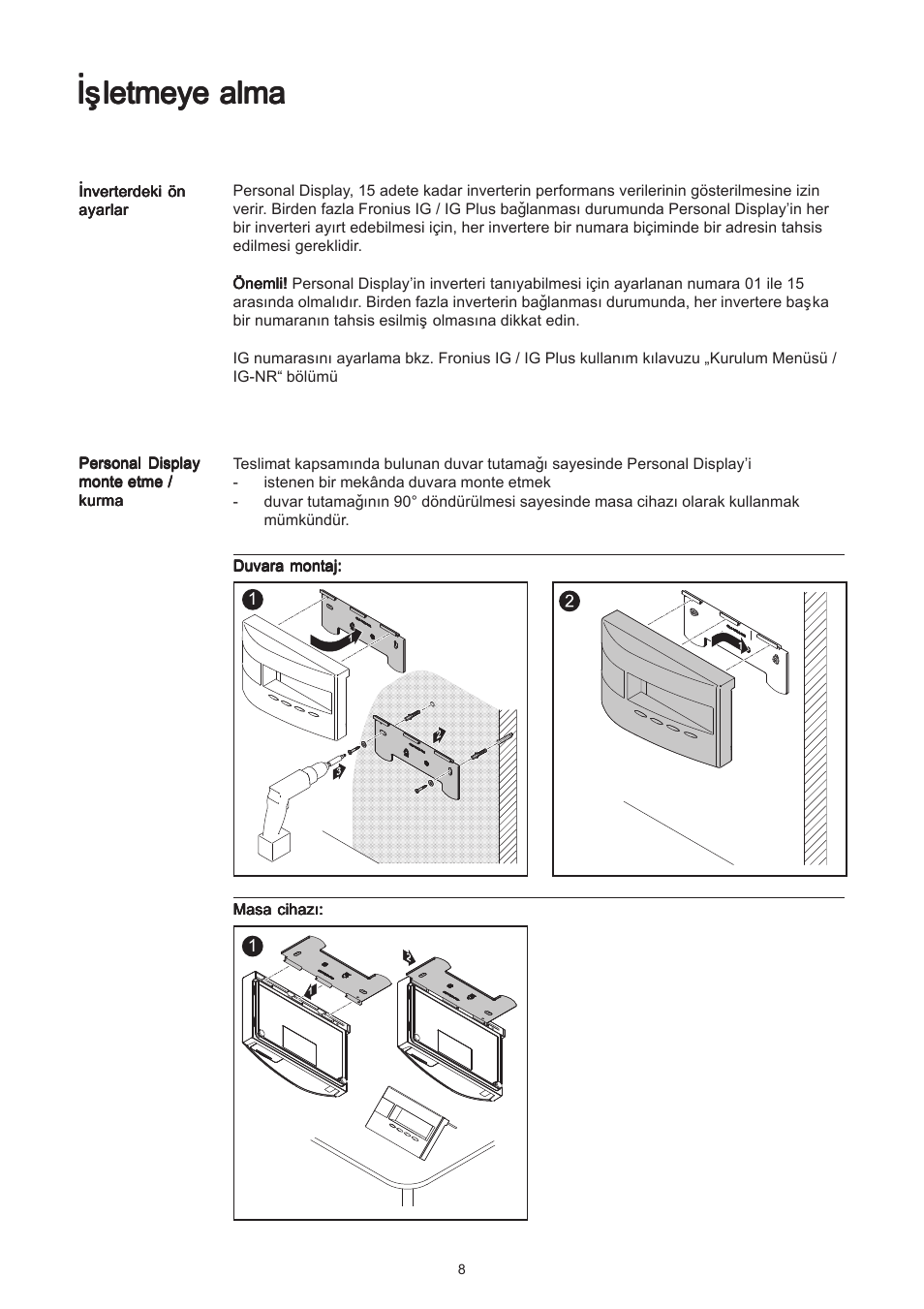 Ýþletmeye alma | Fronius Personal Display User Manual | Page 84 / 100
