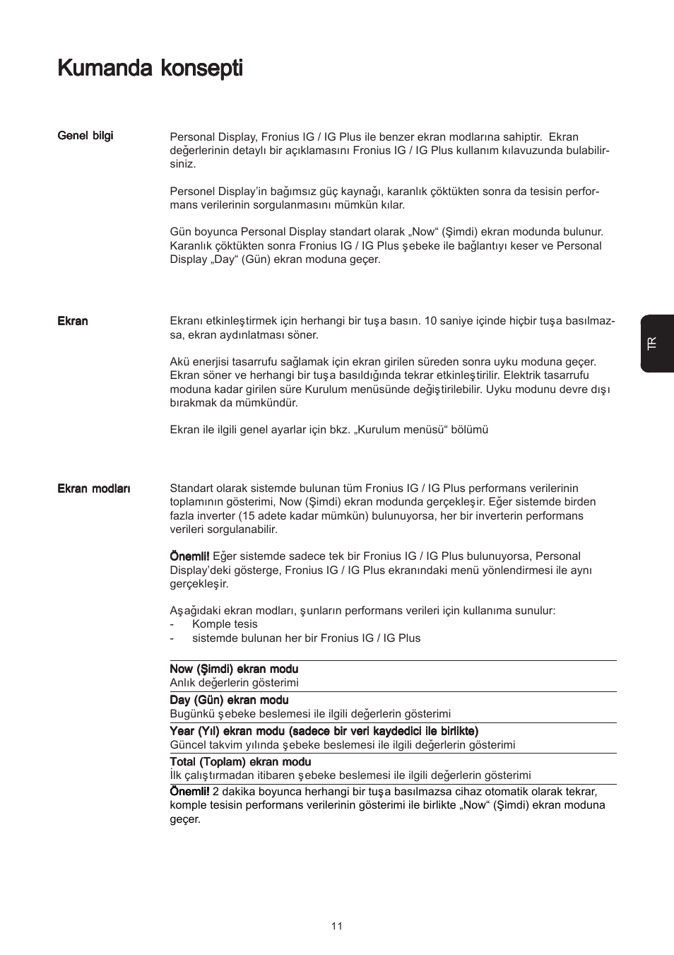 Kumanda konsepti | Fronius Personal Display User Manual | Page 87 / 100