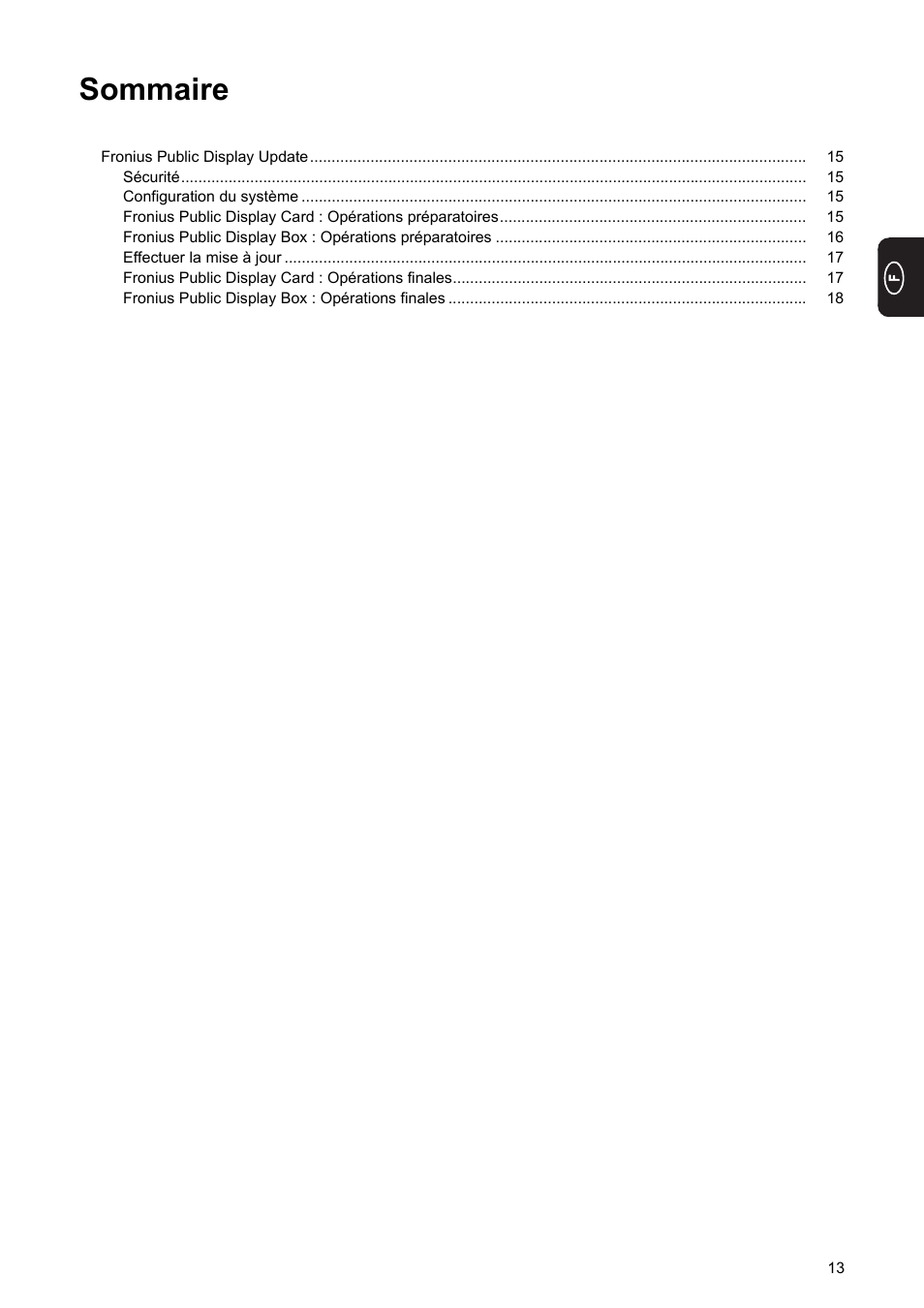 Sommaire | Fronius Public Display Update User Manual | Page 15 / 38