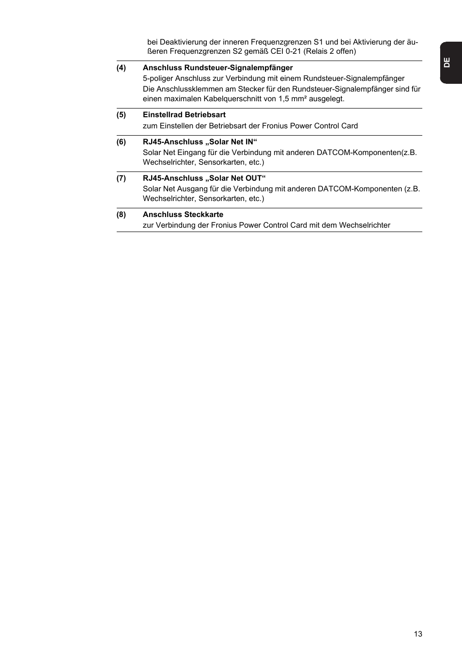 Fronius Power Control Card User Manual | Page 15 / 80