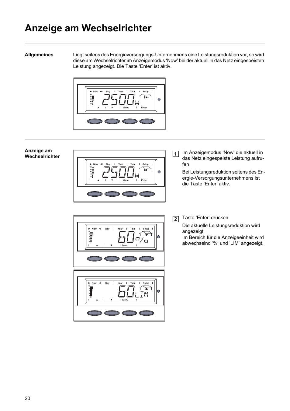 Anzeige am wechselrichter | Fronius Power Control Card User Manual | Page 22 / 80