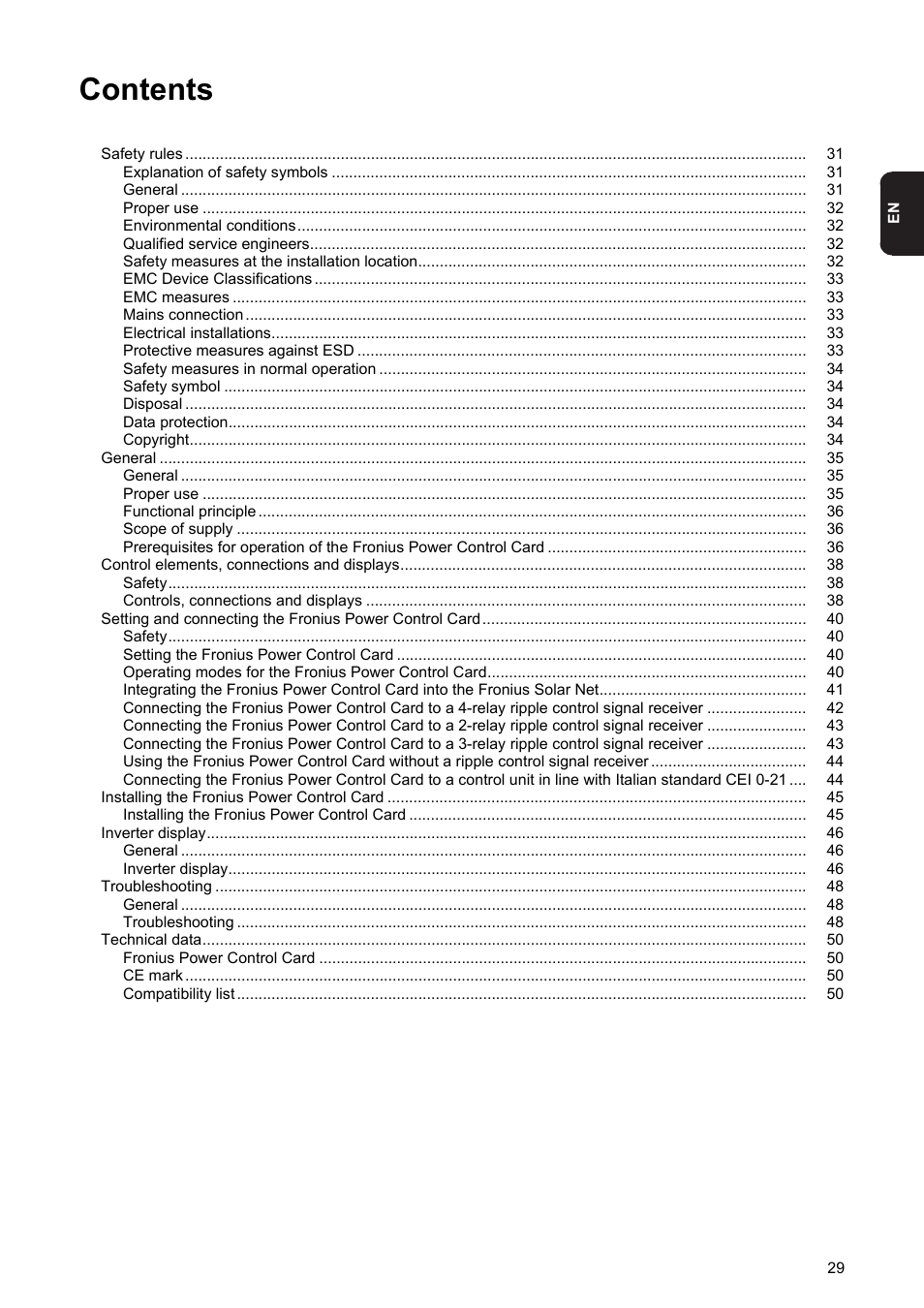 Fronius Power Control Card User Manual | Page 31 / 80