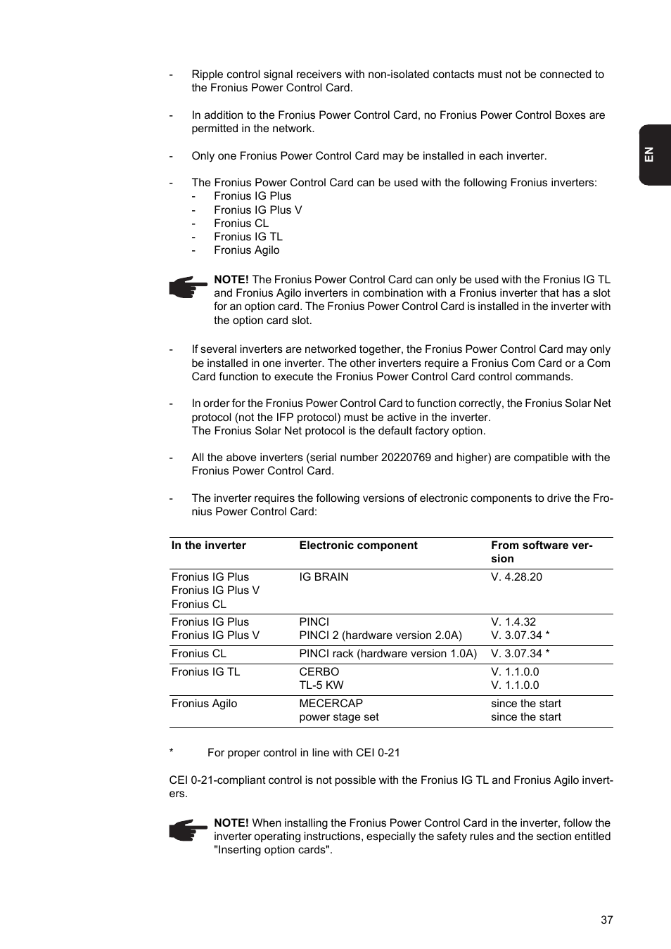 Fronius Power Control Card User Manual | Page 39 / 80