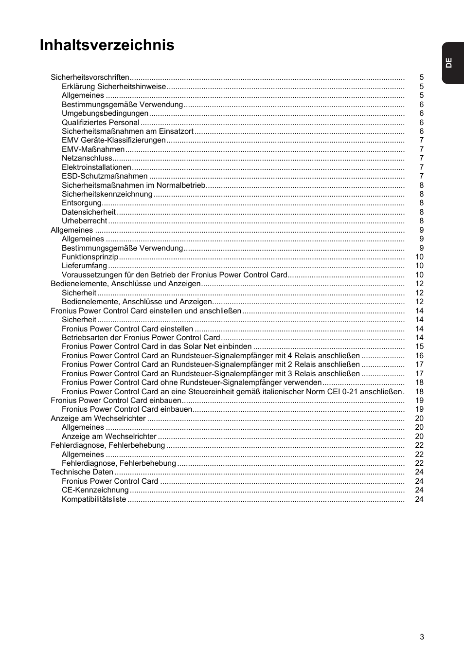 Fronius Power Control Card User Manual | Page 5 / 80