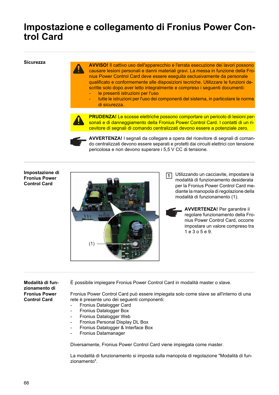 Fronius Power Control Card User Manual | Page 68 / 80