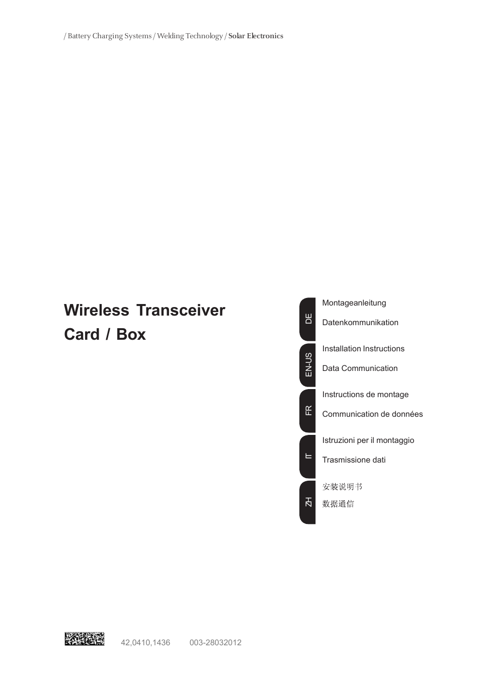 Fronius Transceiver Card User Manual | 63 pages