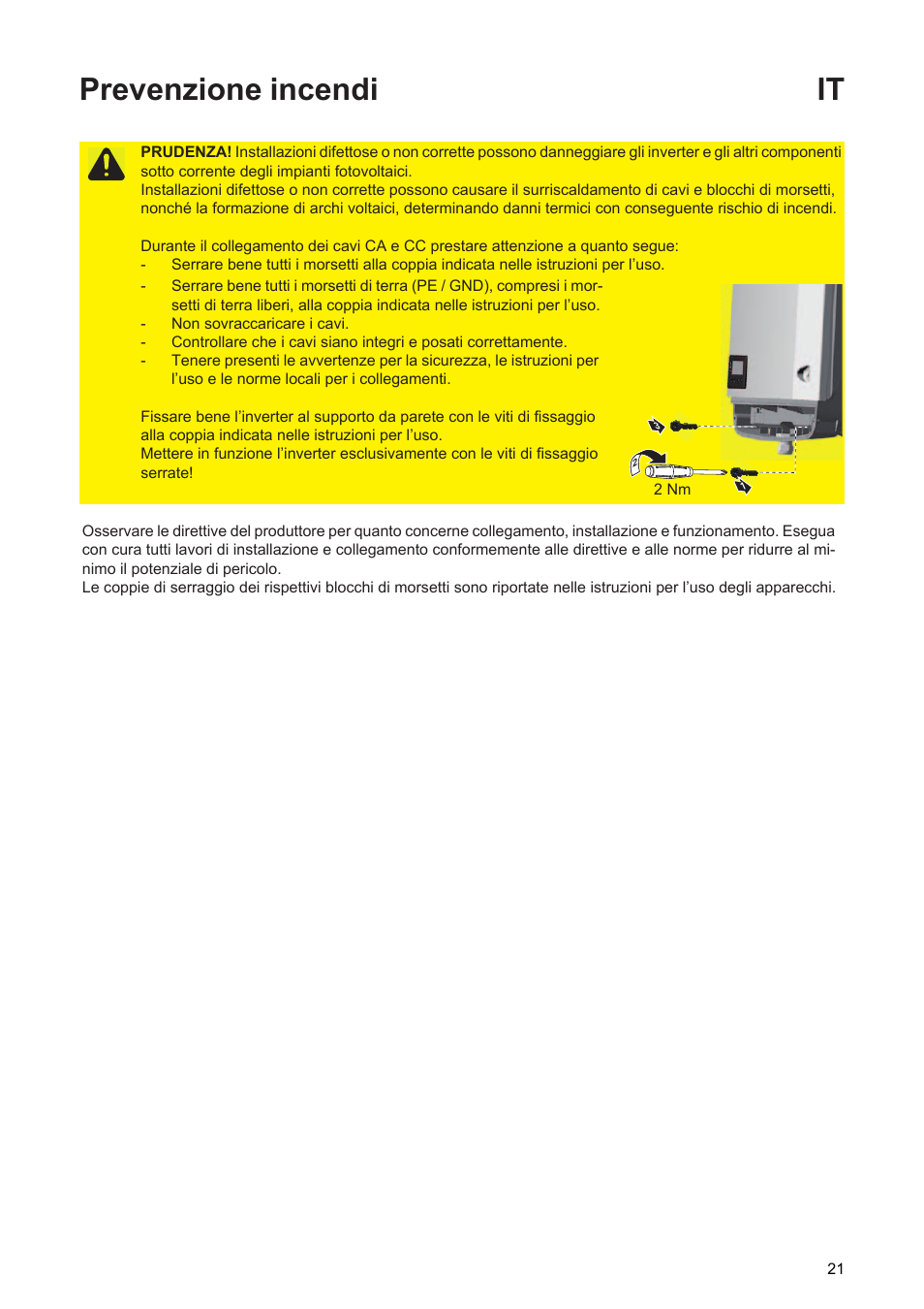 Prevenzione incendi it | Fronius Primo Installation User Manual | Page 23 / 48
