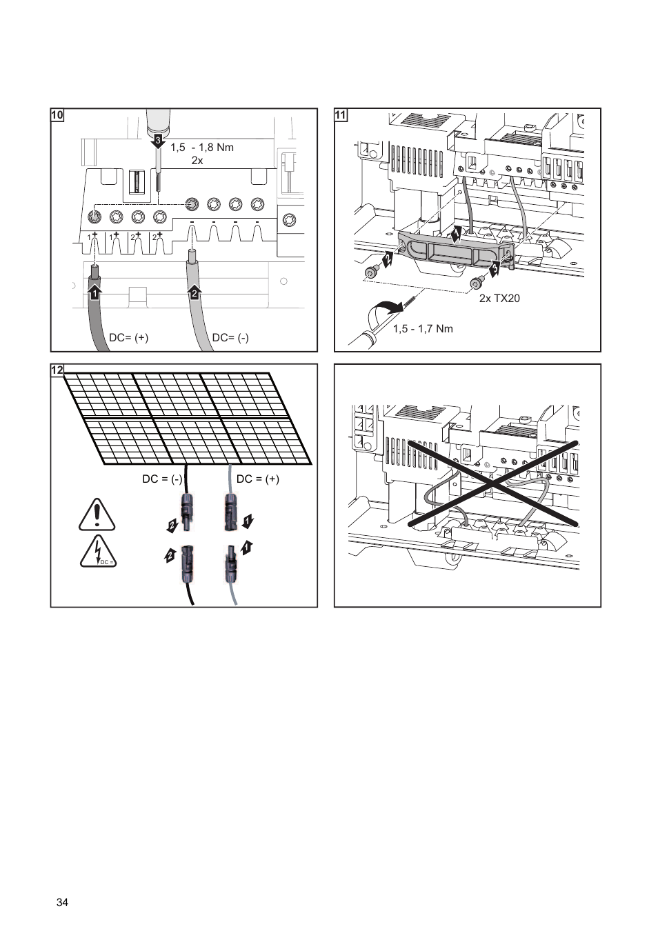 Dc = (+) dc = (-) | Fronius Primo Installation User Manual | Page 36 / 48