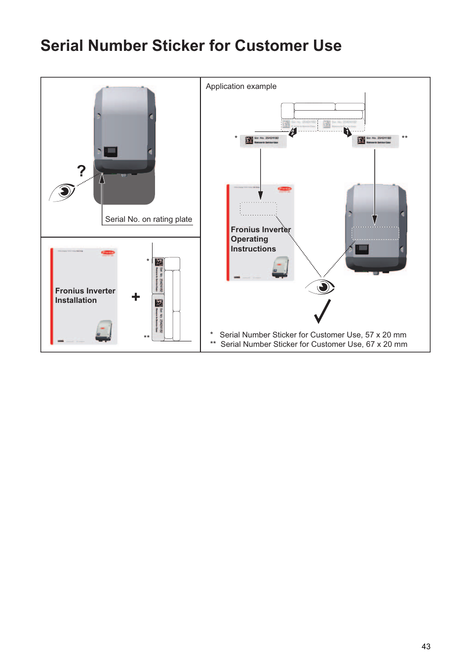 Serial number sticker for customer use | Fronius Primo Installation User Manual | Page 45 / 48