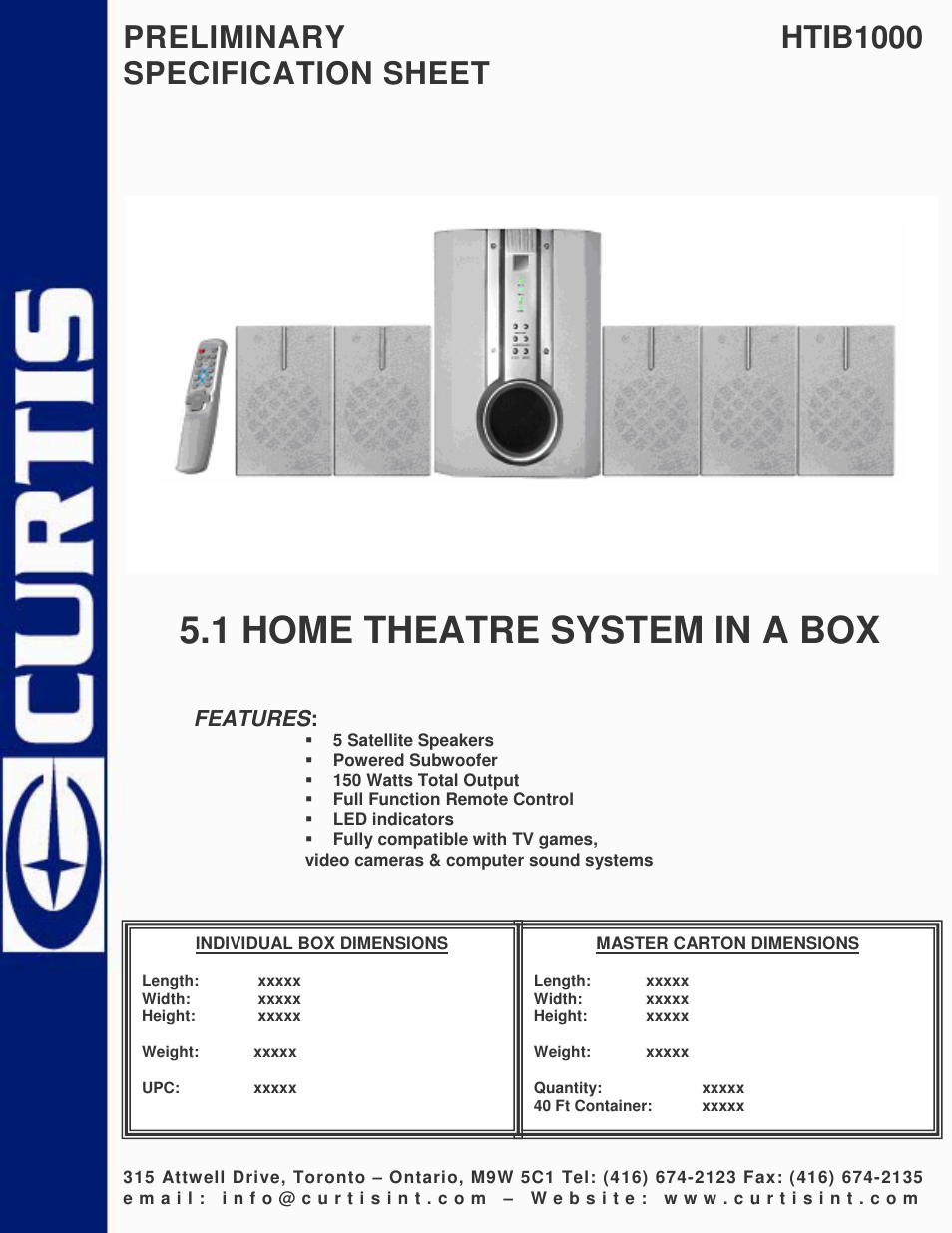 Curtis HTIB1000 User Manual | 1 page