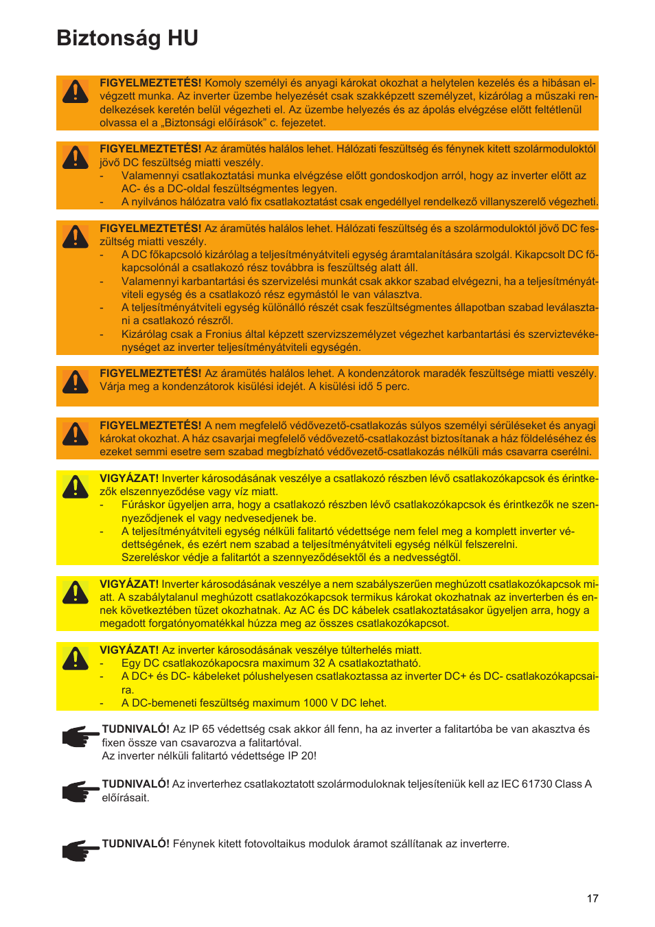 Biztonság hu | Fronius Symo Installation User Manual | Page 19 / 60