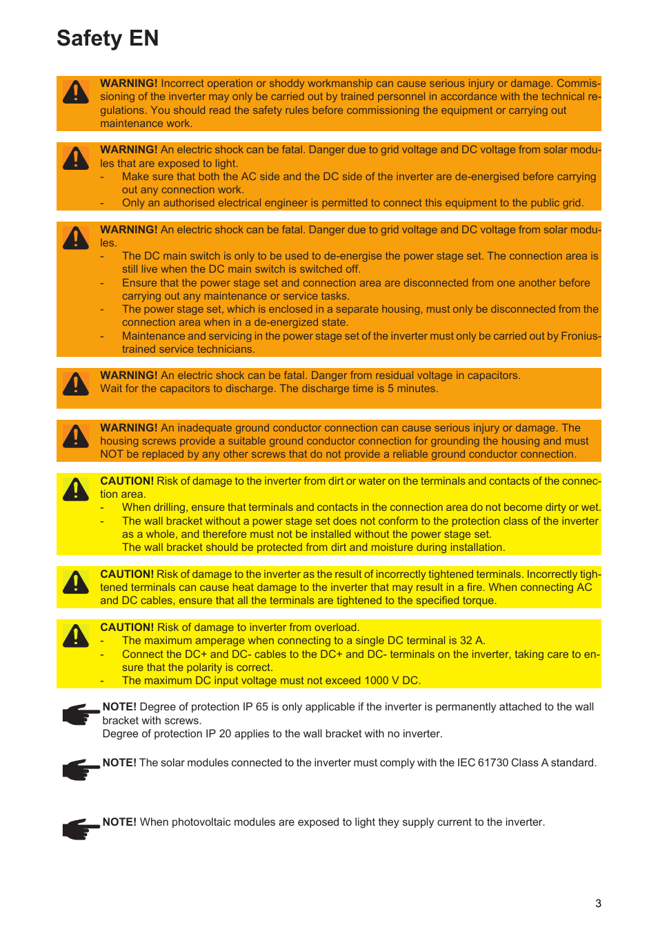 Safety en | Fronius Symo Installation User Manual | Page 5 / 60