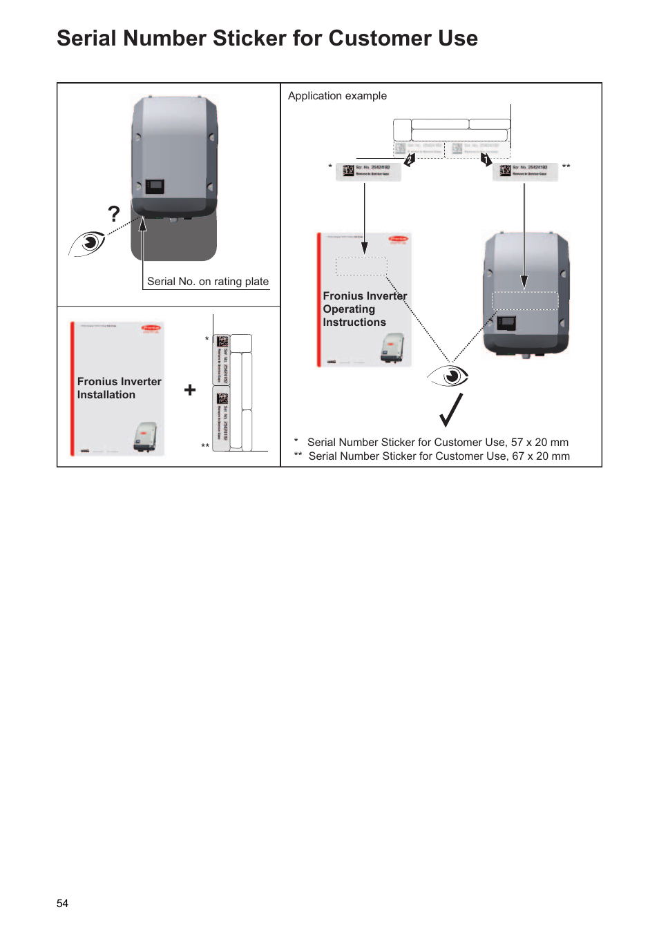 Serial number sticker for customer use | Fronius Symo Installation User Manual | Page 56 / 60