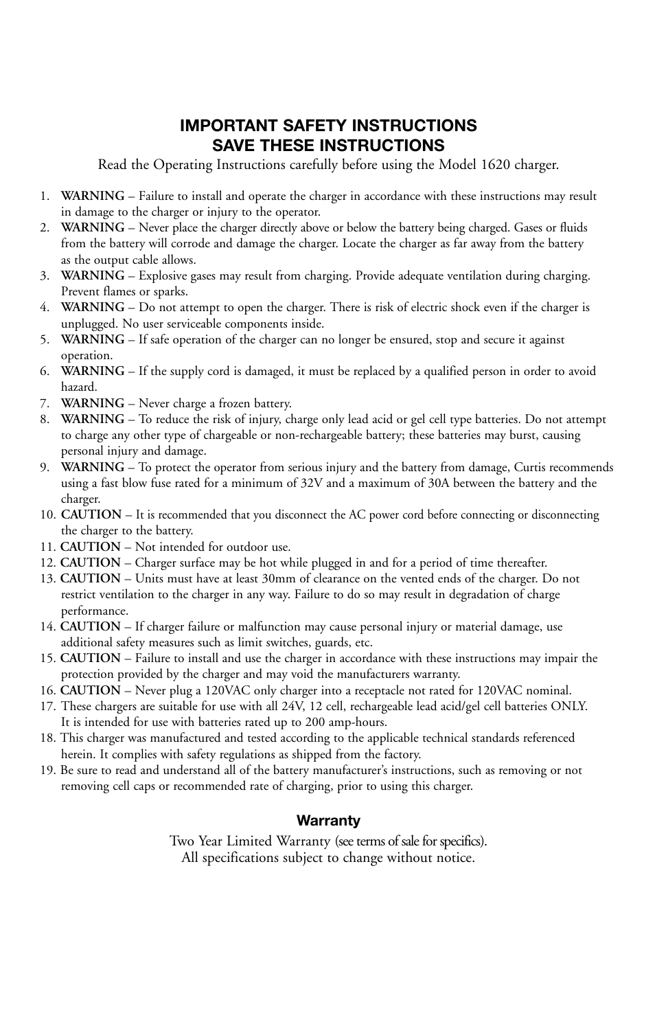 Curtis 1620S User Manual | Page 2 / 16