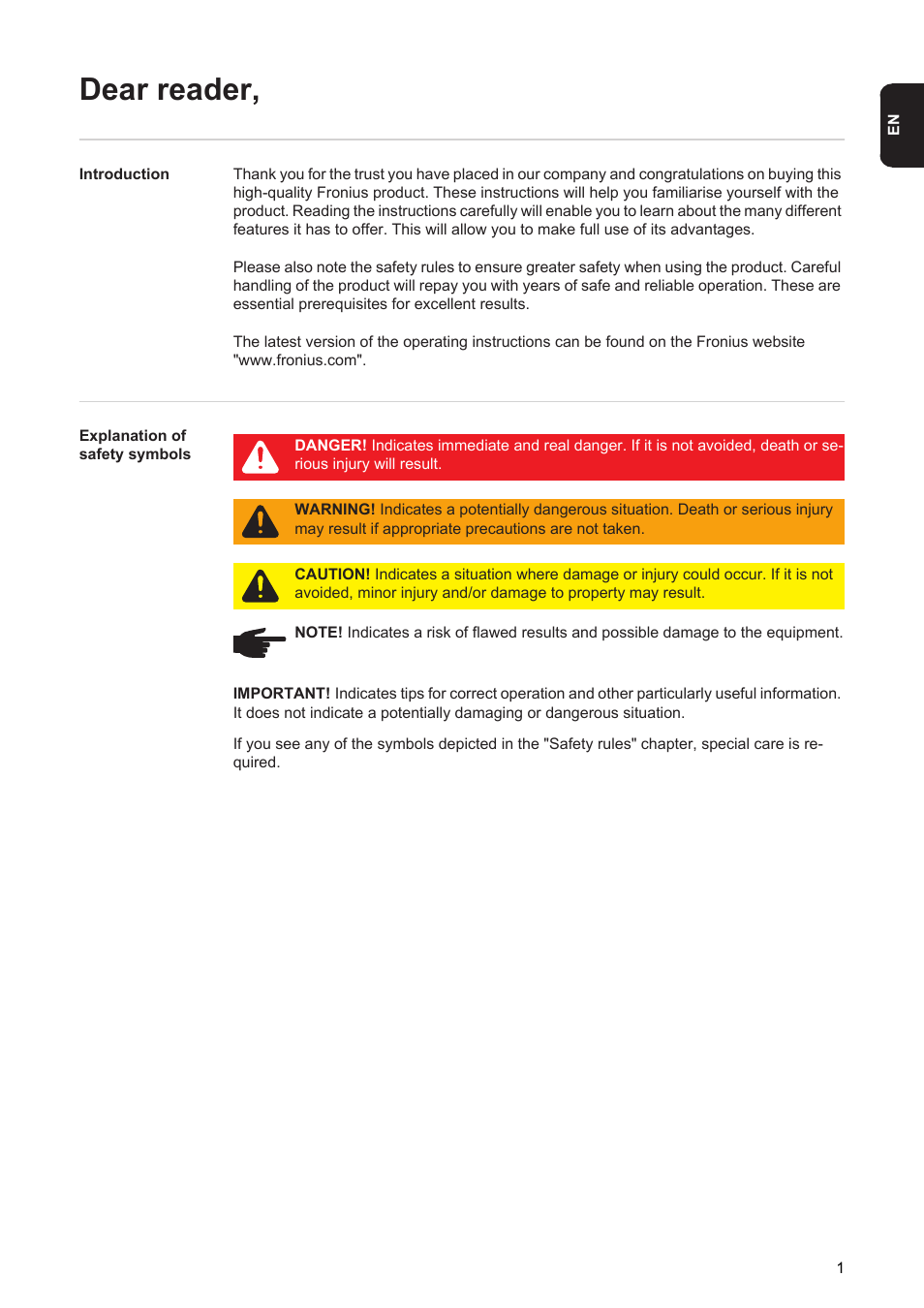 Dear reader | Fronius Selectiva 8 kW User Manual | Page 3 / 48