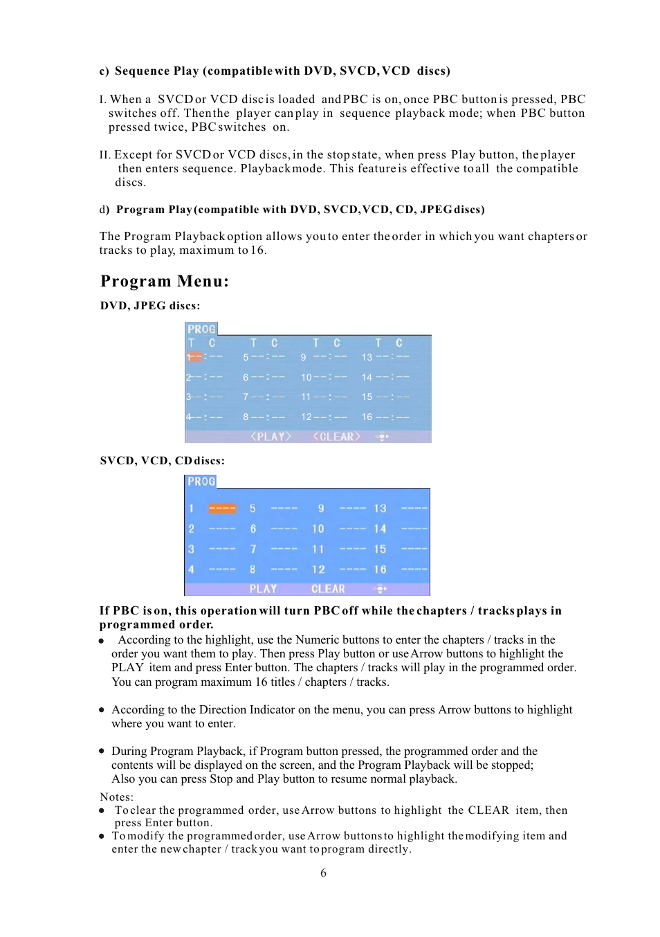 Т³гж 8, Program menu | Curtis DVD 1084 User Manual | Page 8 / 26