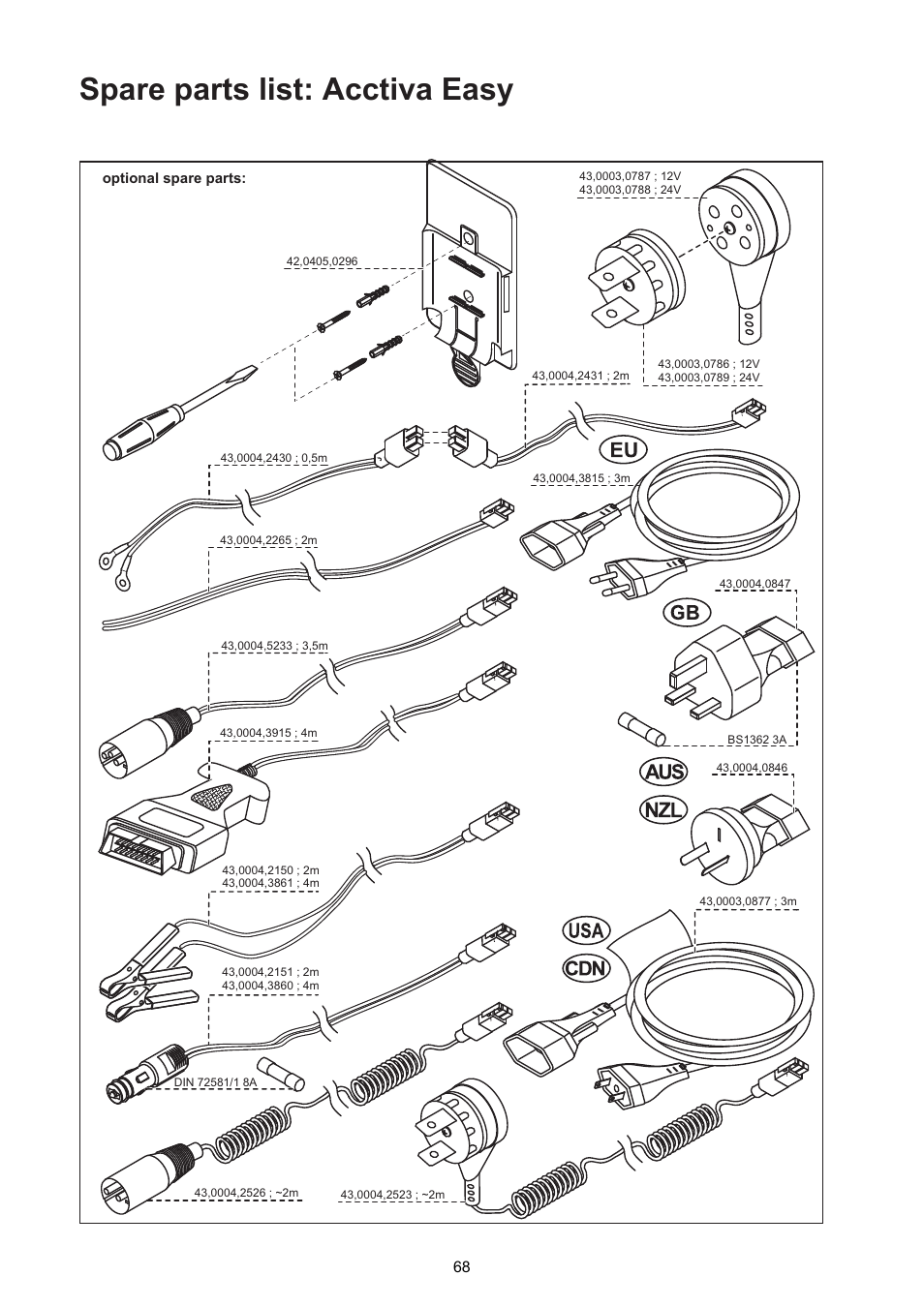 Spare parts list: acctiva easy | Fronius Acctiva Easy User Manual | Page 70 / 72