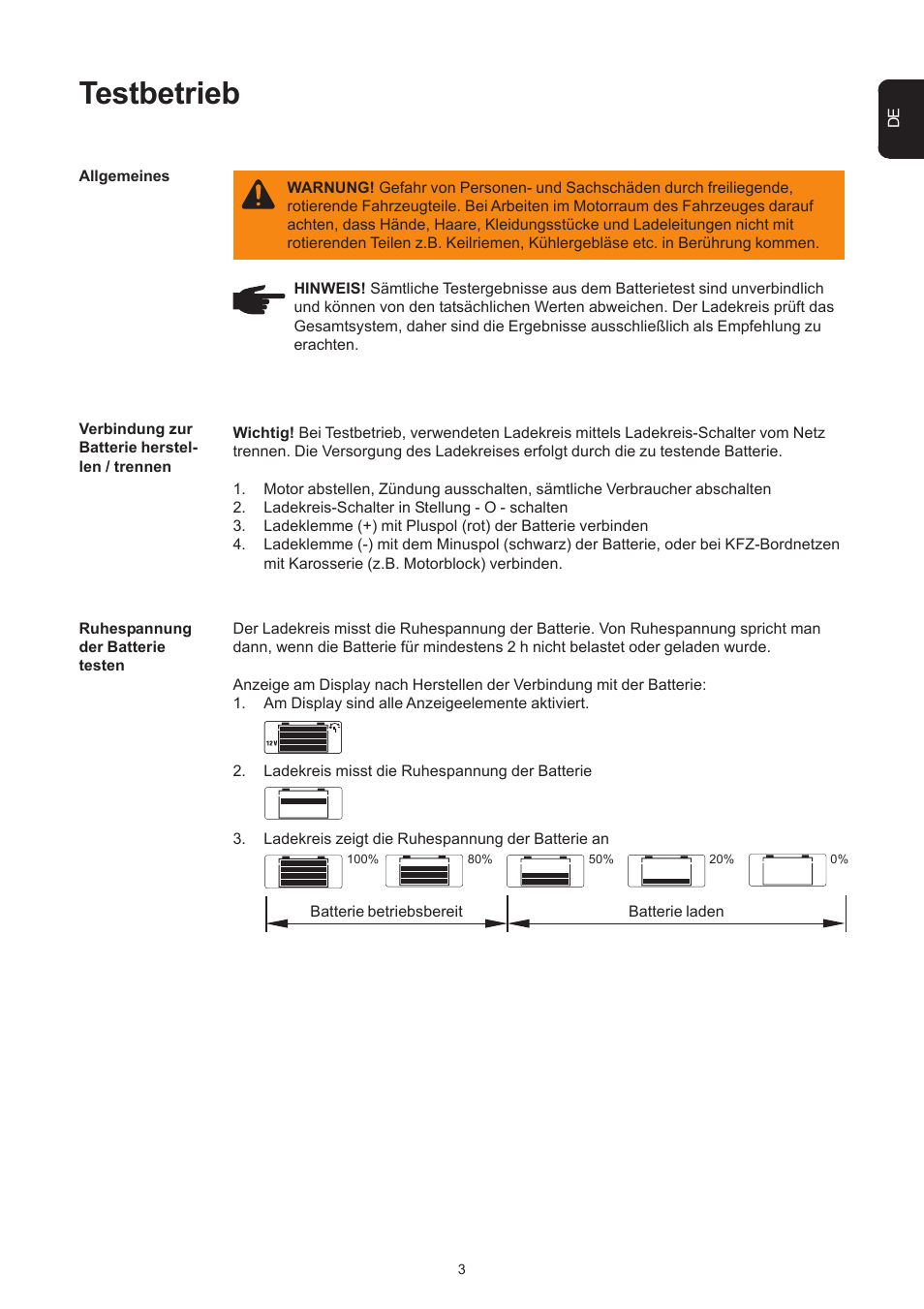 Testbetrieb | Fronius Acctiva Easy MC 04 User Manual | Page 11 / 105