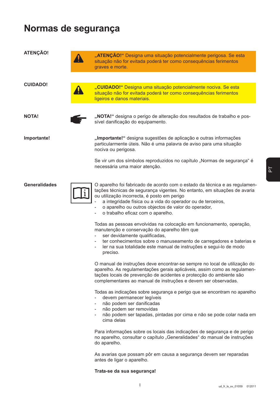 Portuguese, Normas de segurança | Fronius Acctiva Easy MC 04 User Manual | Page 69 / 105