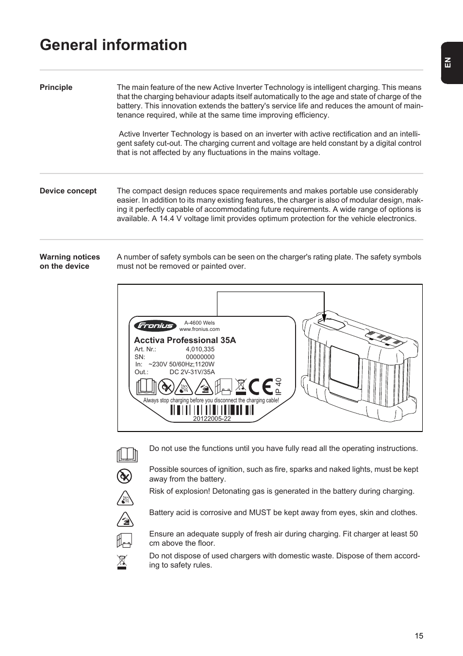General information | Fronius Acctiva Professional 35A User Manual | Page 17 / 48