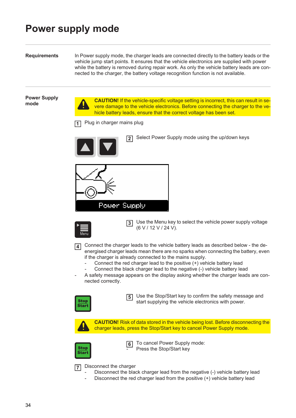 Power supply mode | Fronius Acctiva Professional 35A User Manual | Page 36 / 48