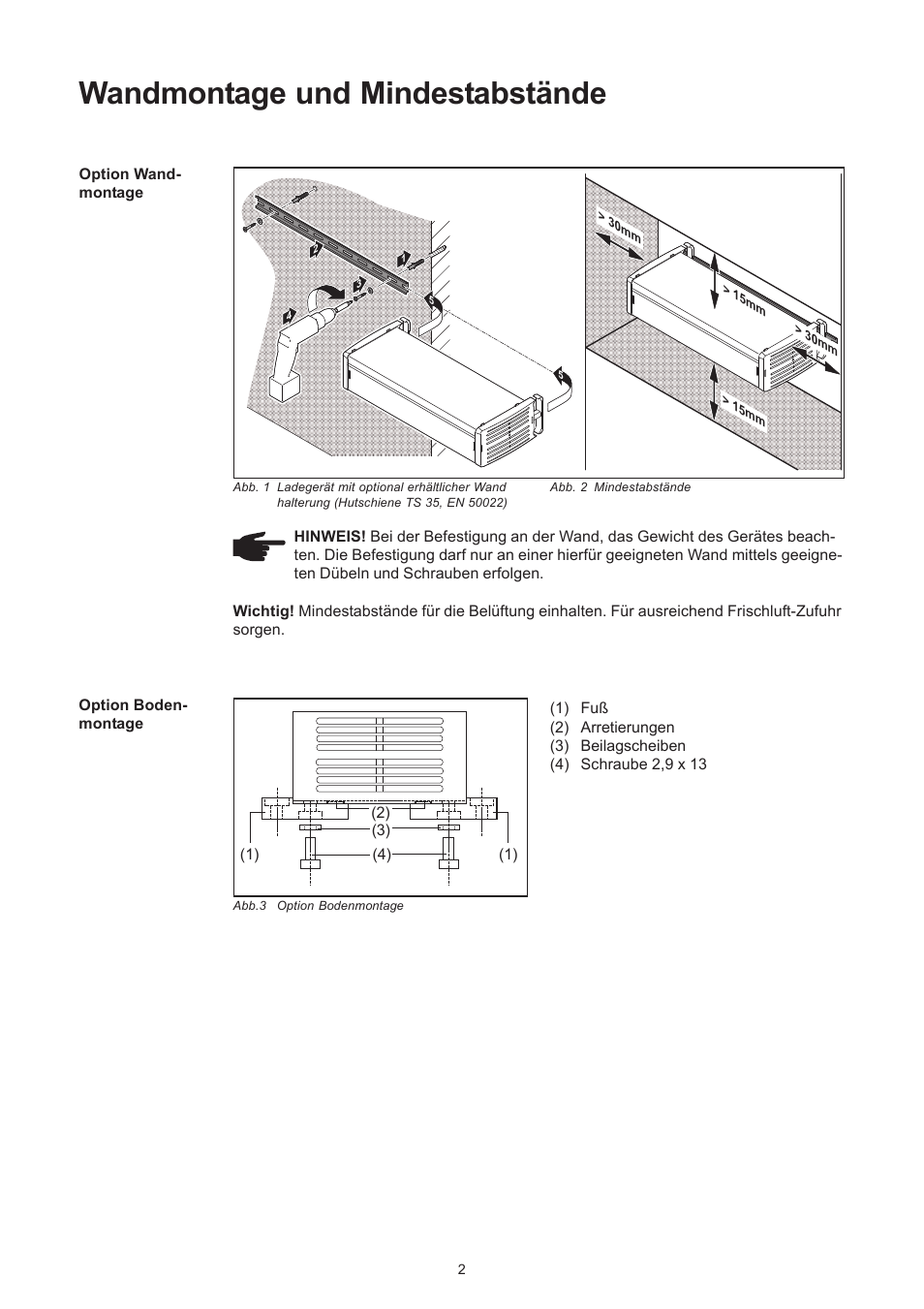 Wandmontage und mindestabstände | Fronius Acctiva Professional 42 User Manual | Page 10 / 60