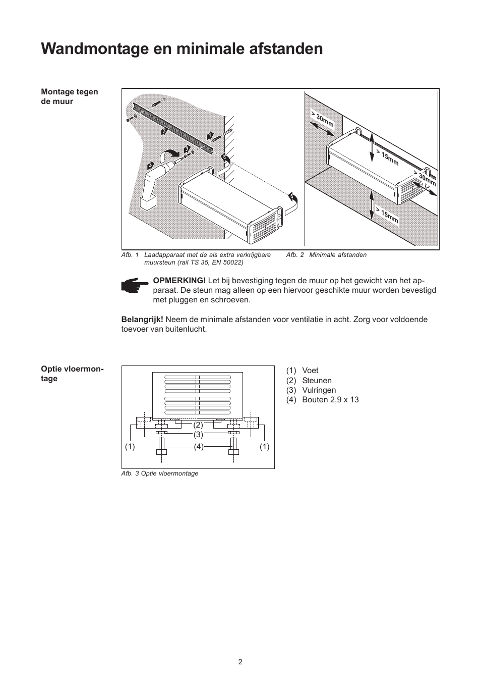 Wandmontage en minimale afstanden | Fronius Acctiva Professional 42 User Manual | Page 52 / 60