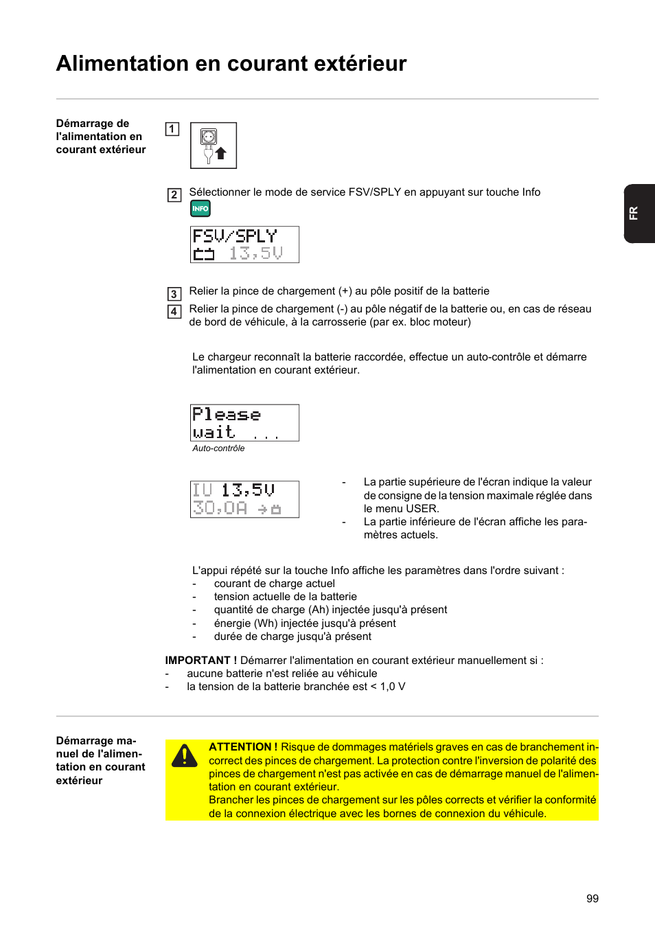 Alimentation en courant extérieur | Fronius Acctiva Professional Flash User Manual | Page 101 / 160