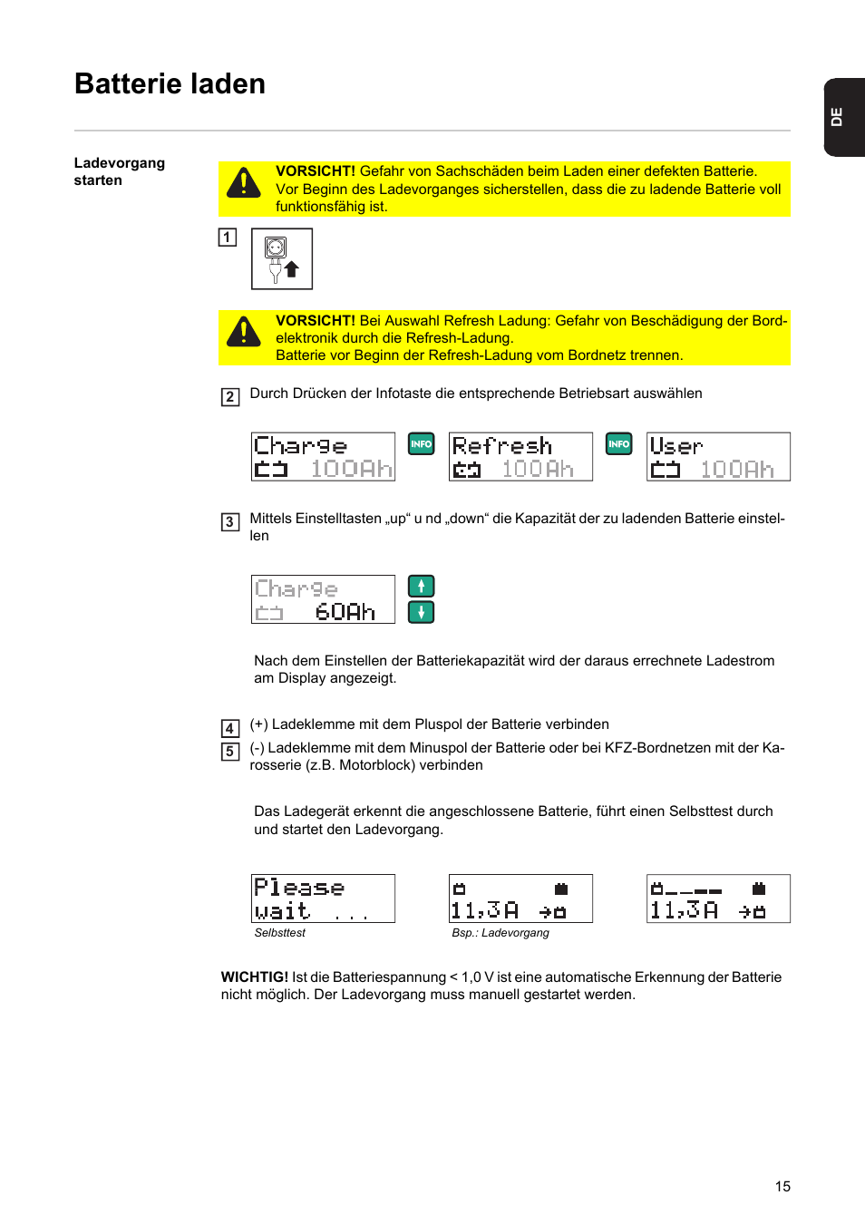 Batterie laden | Fronius Acctiva Professional Flash User Manual | Page 17 / 160