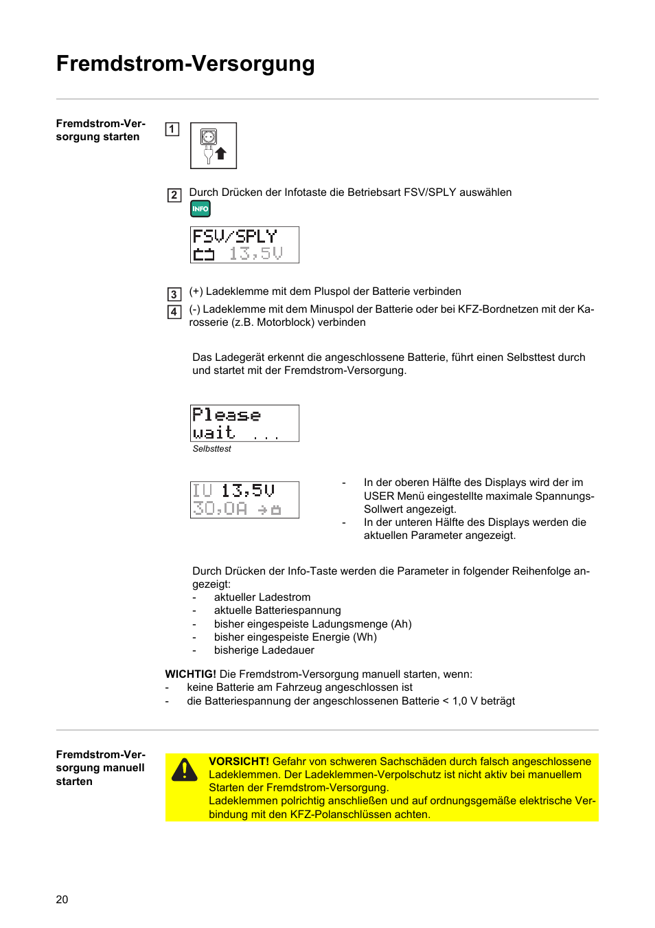 Fremdstrom-versorgung | Fronius Acctiva Professional Flash User Manual | Page 22 / 160