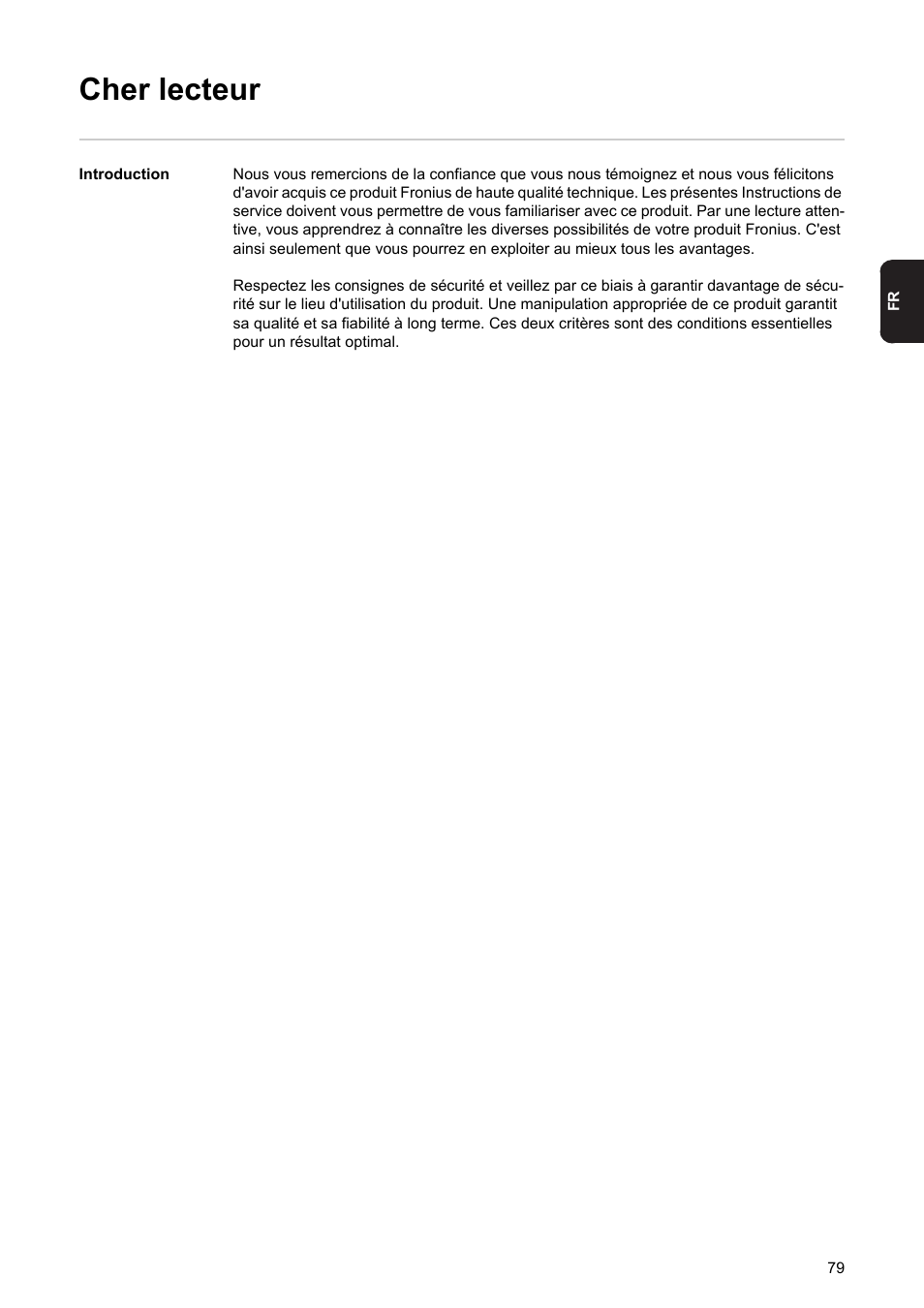 Cher lecteur | Fronius Acctiva Professional Flash User Manual | Page 81 / 160