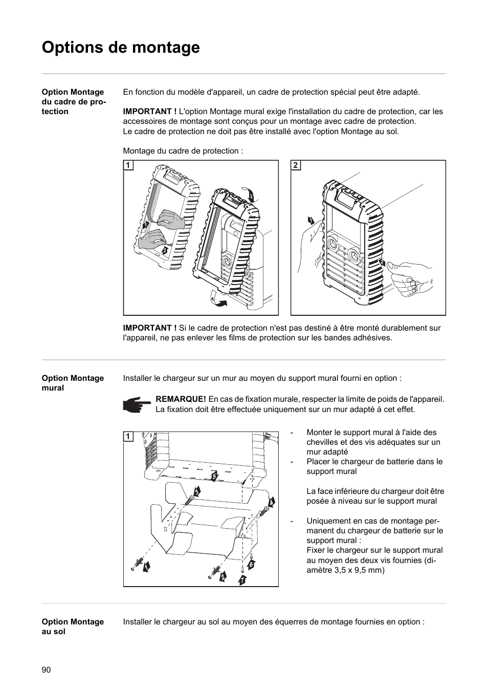 Options de montage | Fronius Acctiva Professional Flash User Manual | Page 92 / 160