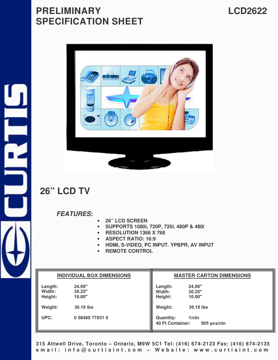 Curtis LCD2622 User Manual | 1 page