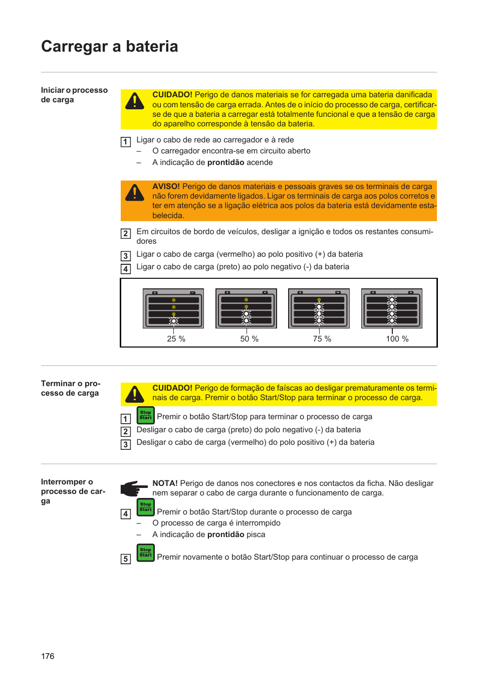 Carregar a bateria | Fronius Acctiva Seller User Manual | Page 178 / 188