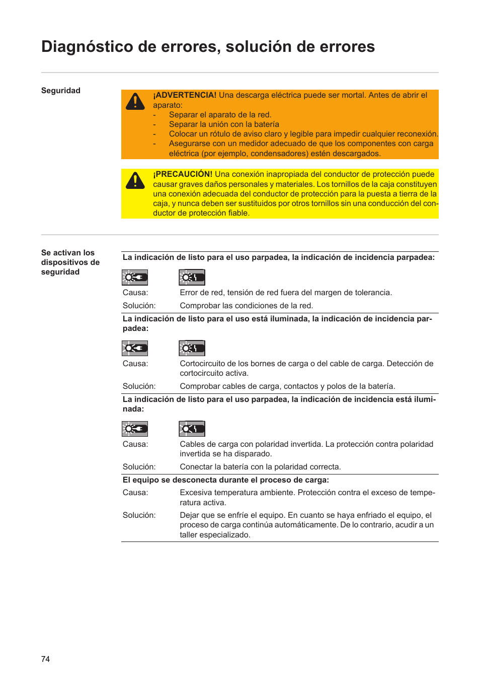 Diagnóstico de errores, solución de errores | Fronius Acctiva Seller User Manual | Page 76 / 188