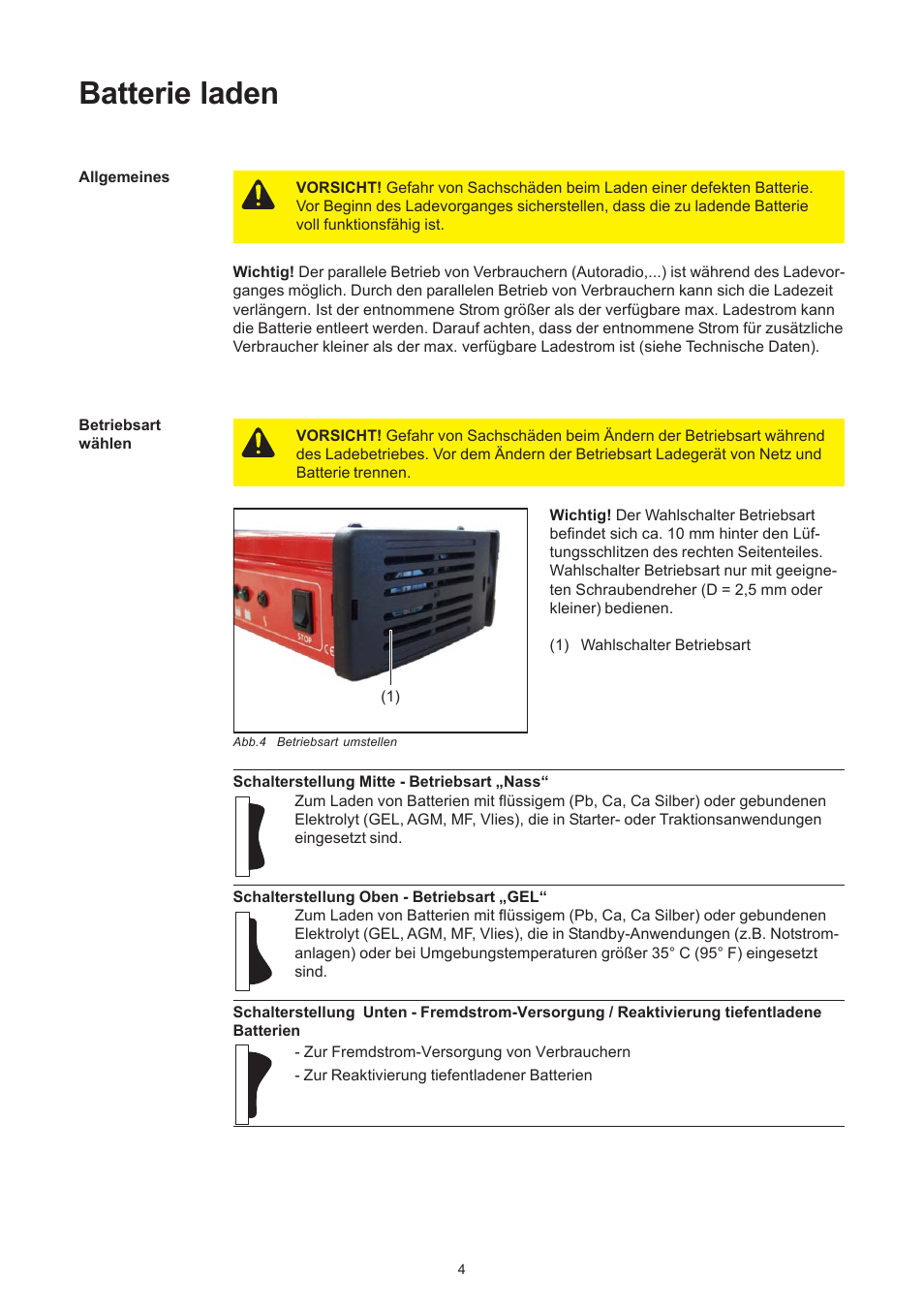 Batterie laden | Fronius Acctiva 12-20 User Manual | Page 14 / 76