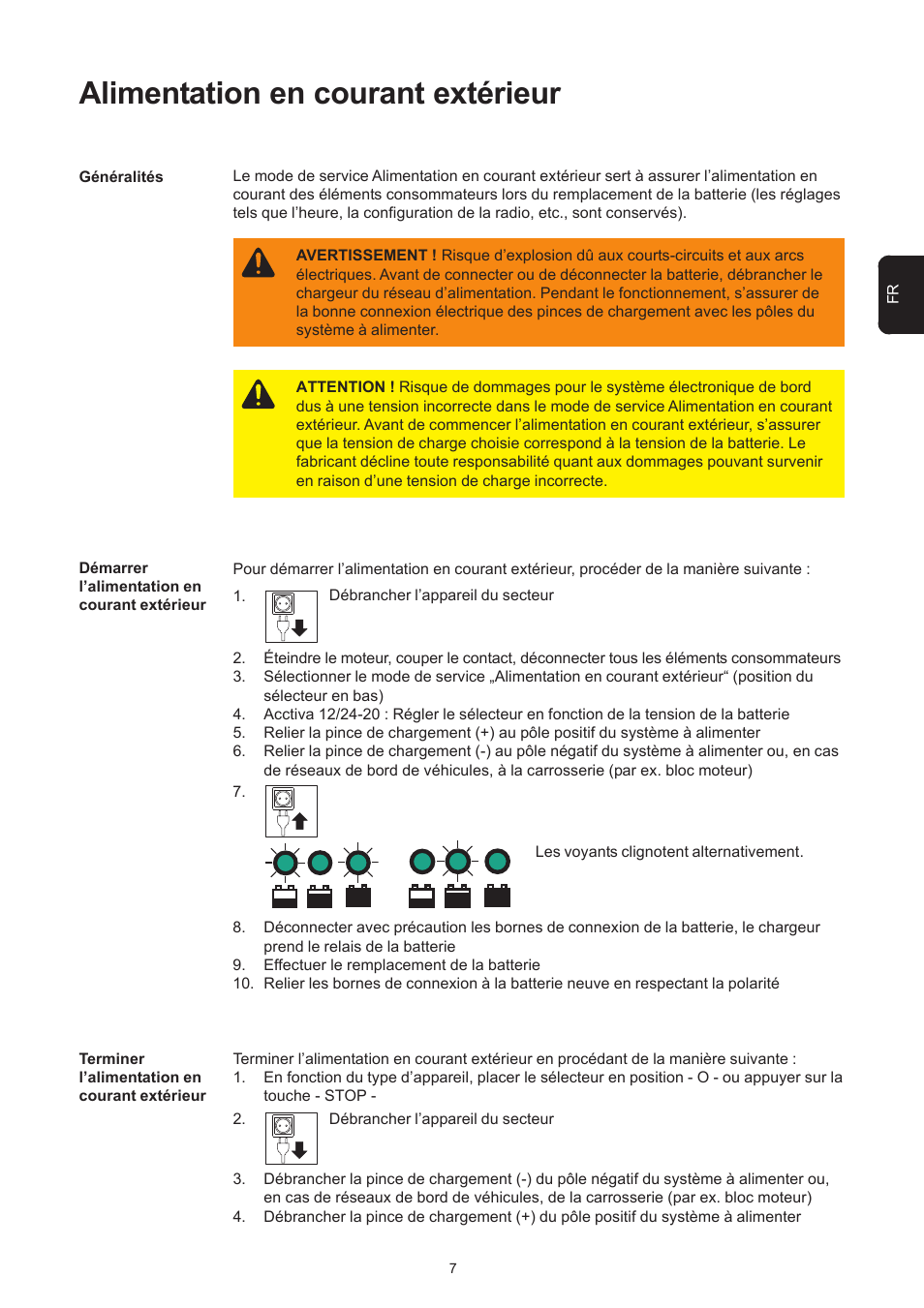 Alimentation en courant extérieur | Fronius Acctiva 12-20 User Manual | Page 53 / 76